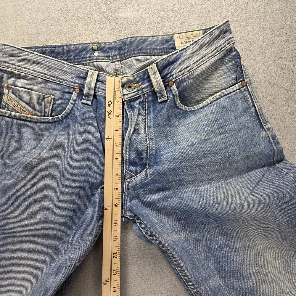 Diesel Jeans Mens 33x34 Blue Larkee Regular Straight Light Wash Button Fly 008AT